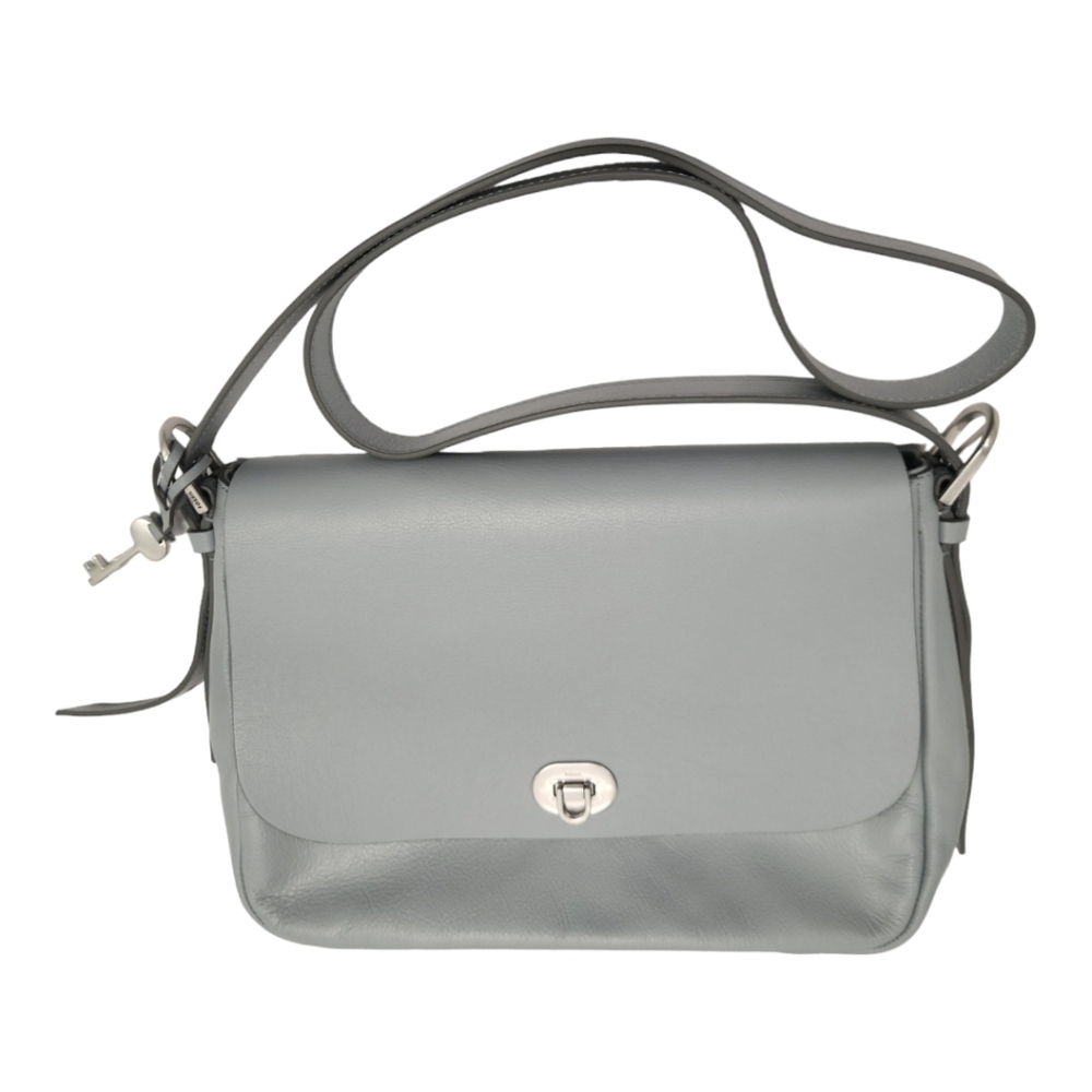 Fossil Leather Grey Harper Large Flap Crossbody Purse - Picture 3 of 16